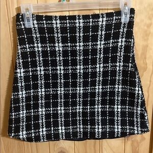 Pink Lily Black and White Tweed Mini Skirt